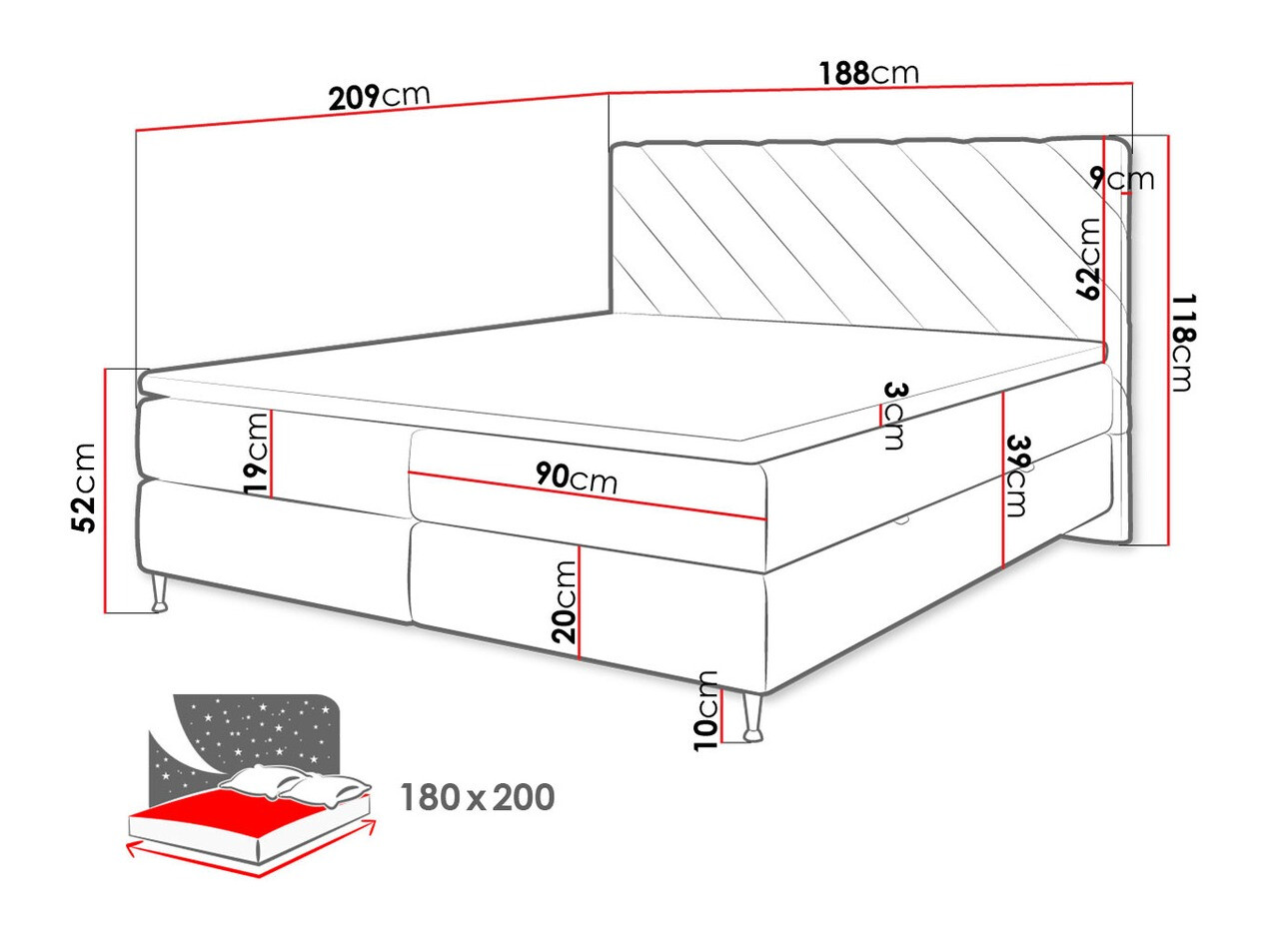 Boxspring ComfiDream Onaona (Fresh 11)