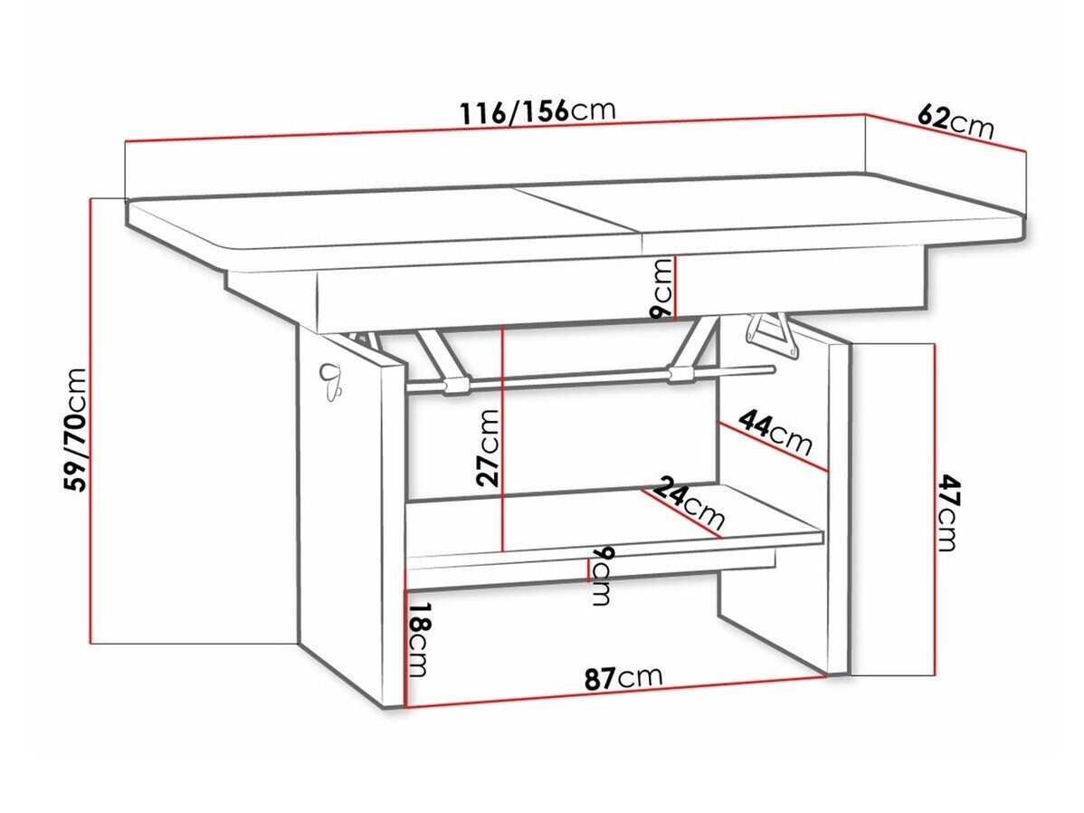 Transformeerbare salontafel Stanton 108 (Sonoma eik)