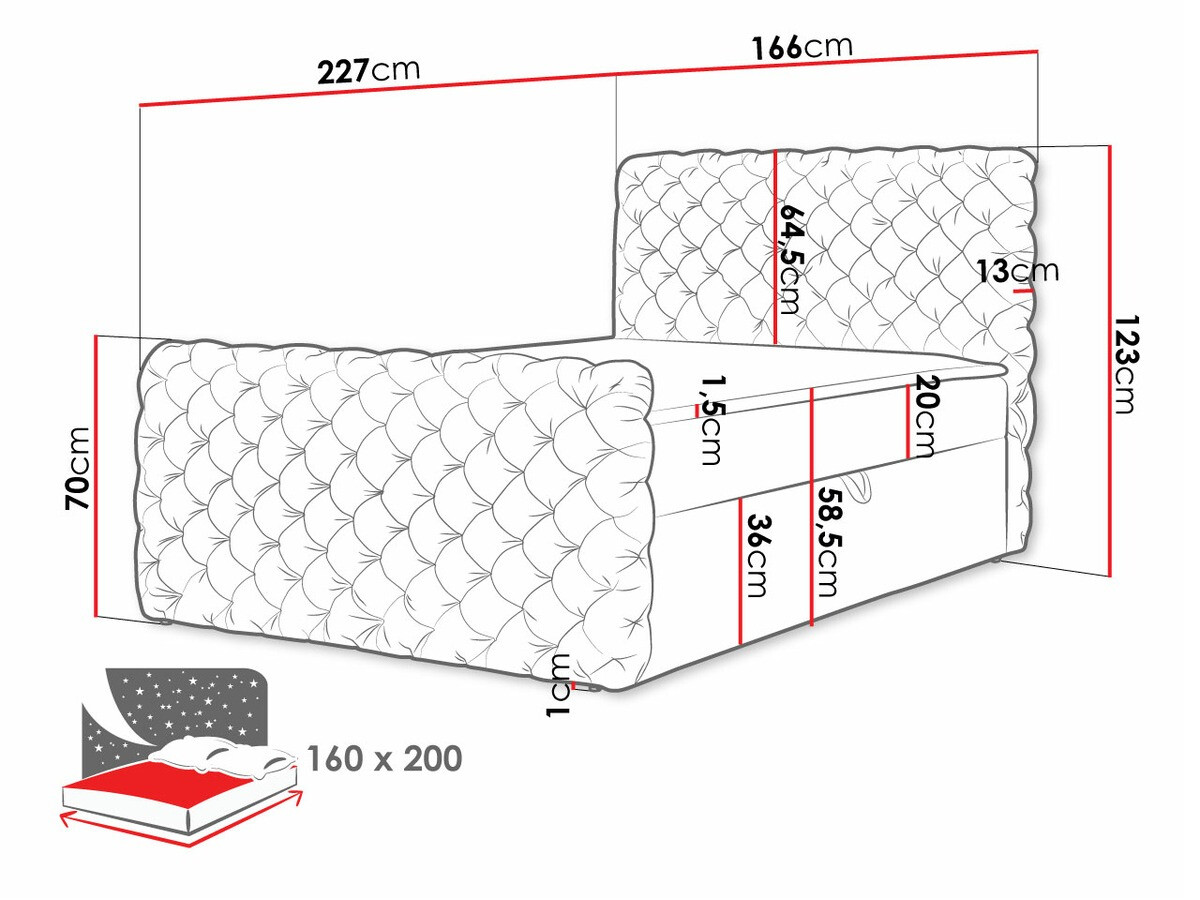 Boxspring Baltimore 186 (Velluto 20)