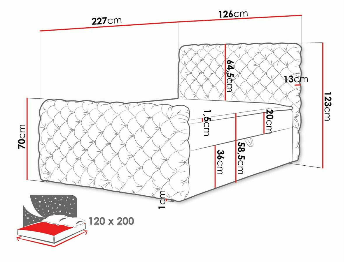 Boxspring Baltimore 186 (Velluto 29)