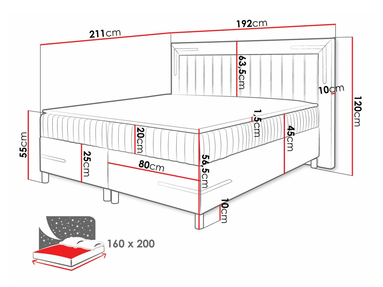 Boxspring Baltimore 188 (Fresh 8)