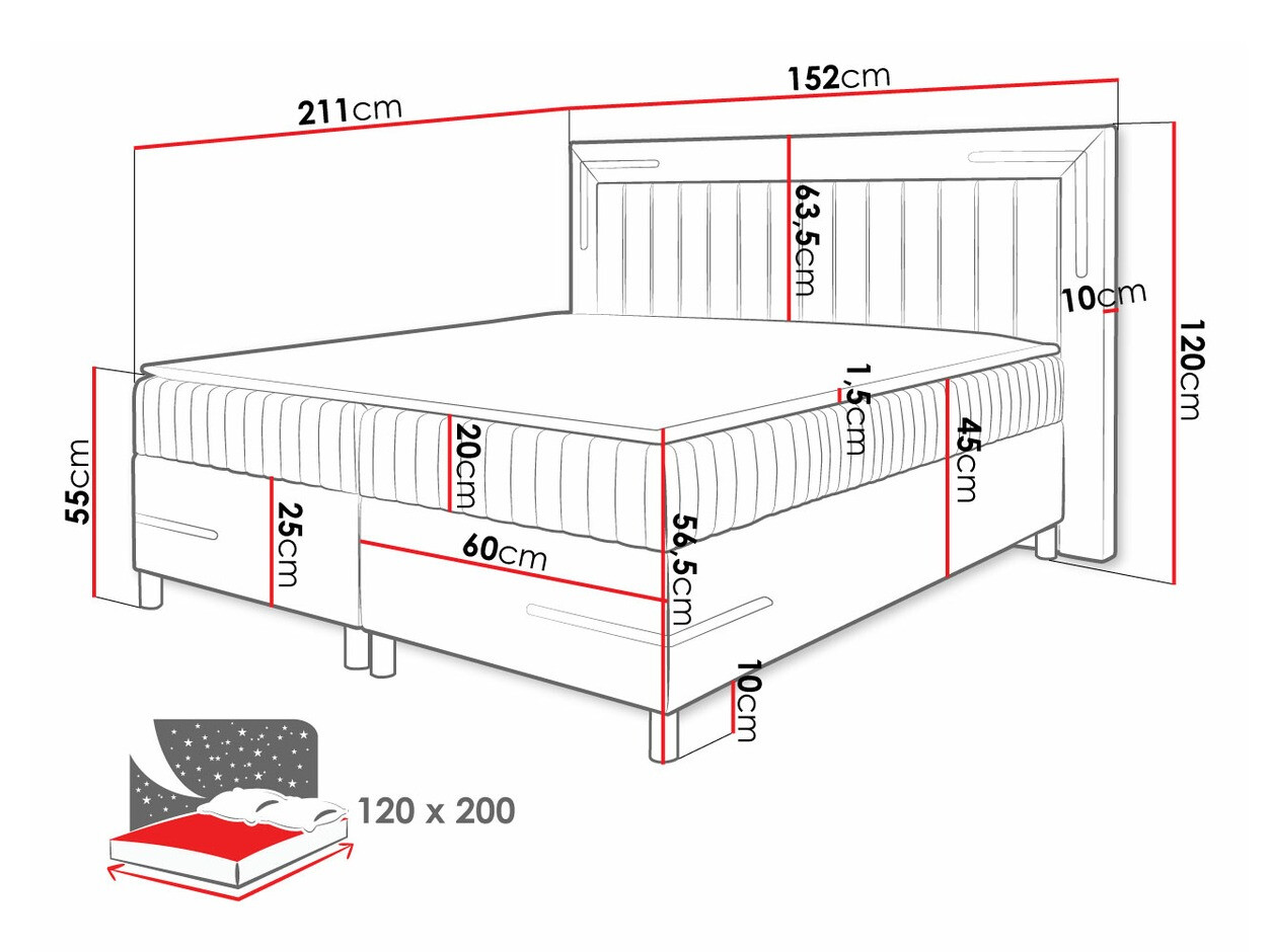 Boxspring Baltimore 188 (Velluto 14)