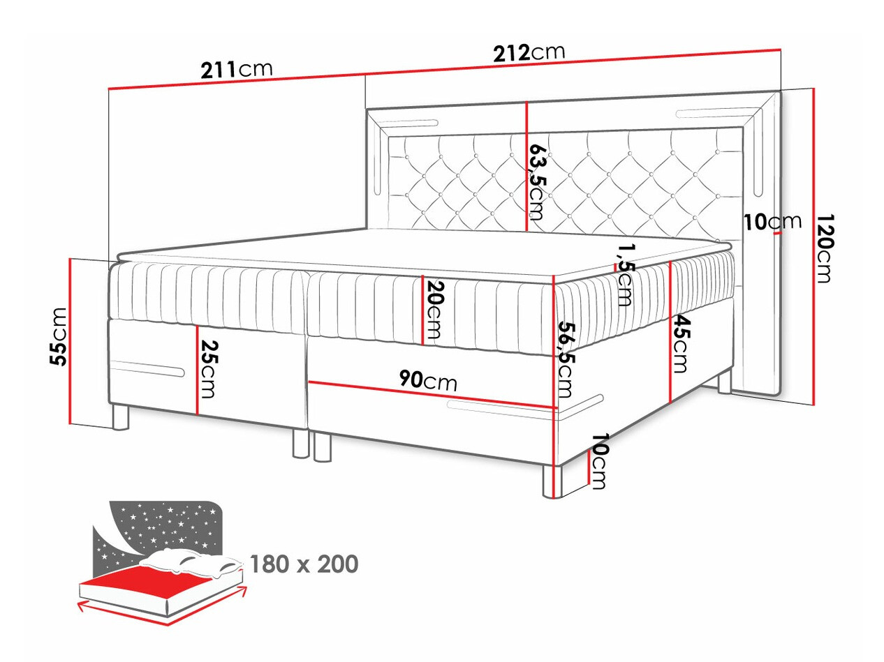 Boxspring Baltimore 189 (Fresh 13)