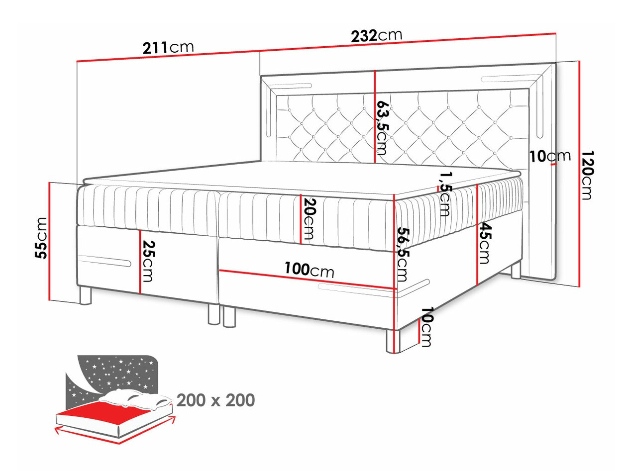 Boxspring Baltimore 189 (Fresh 37)