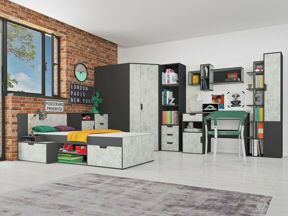 Boekenkast Tenmele 103 (Grijs + Grafiet)