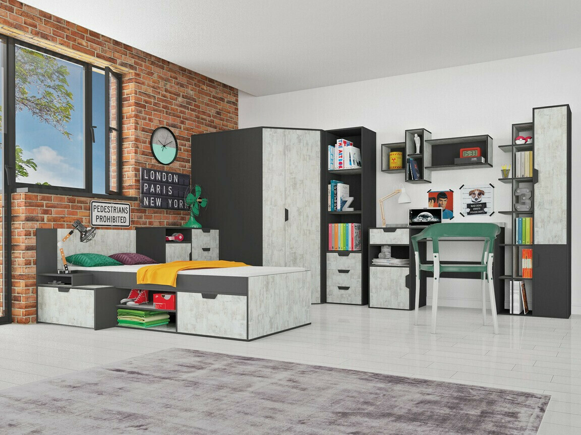 Boekenkast Tenmele 105 (Grijs + Grafiet)