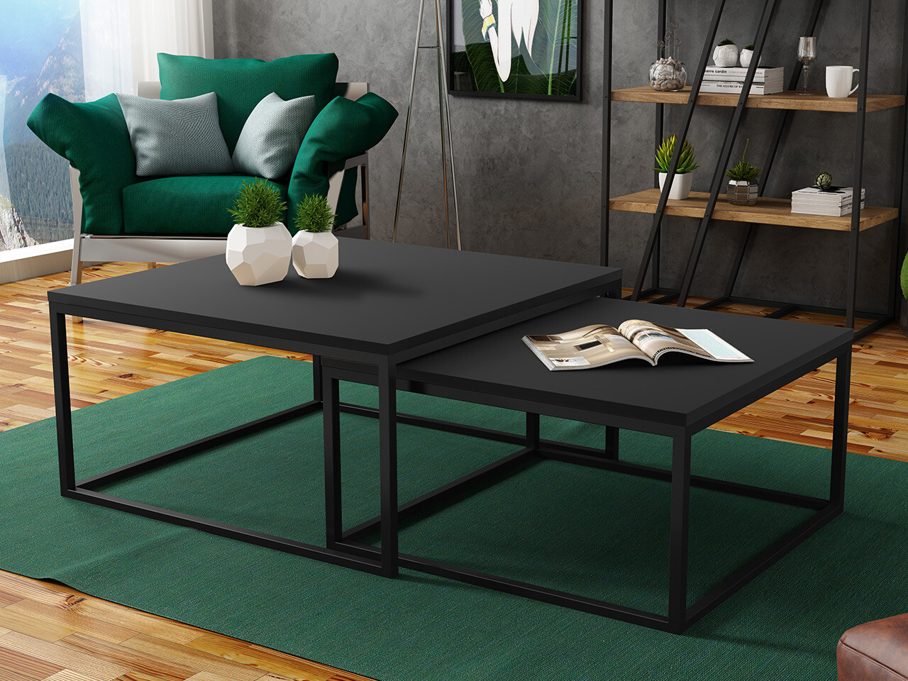 Salontafel set Oswego 101 (Zwart)