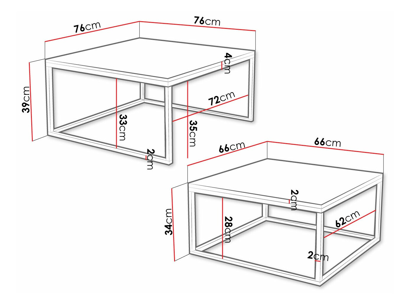 Salontafel set Oswego 101 (Zwart)