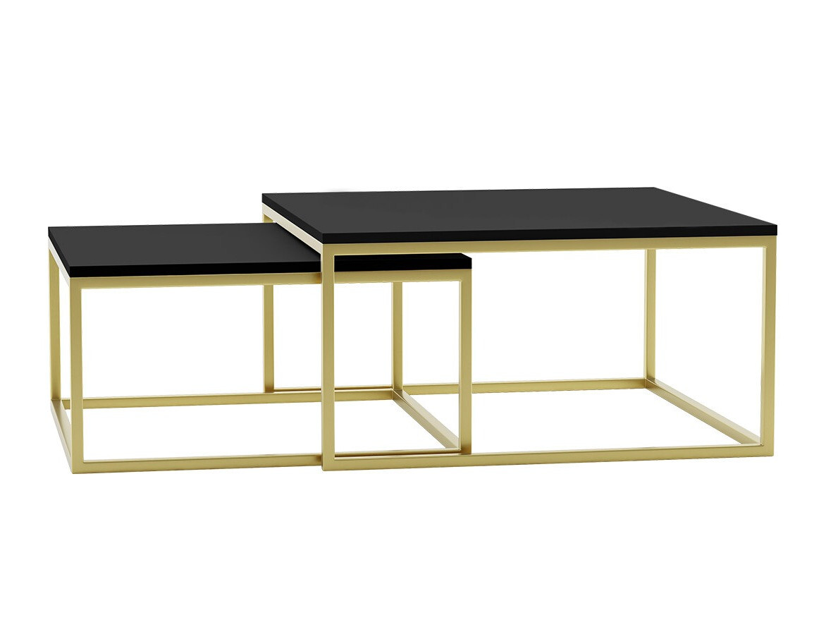 Salontafel set Oswego 102 (Zwart + Gouden)