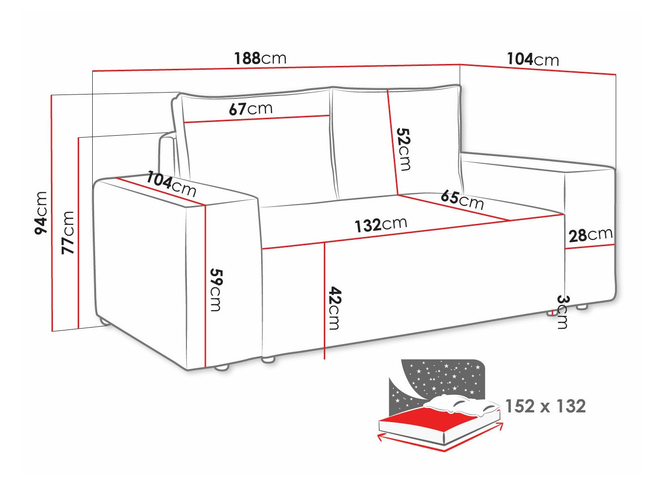 Slaapbank Clovis 107 (Manila 35)