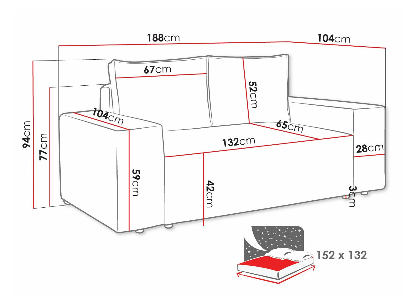 Slaapbank Clovis 107 (Poso 01)