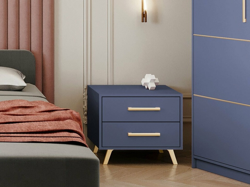 Nachtkastje Rosa (Blauw + Gouden)