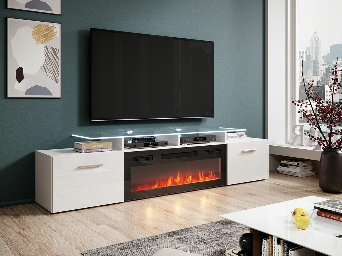 TV-meubel Numerus (Wit + Glanzend wit)