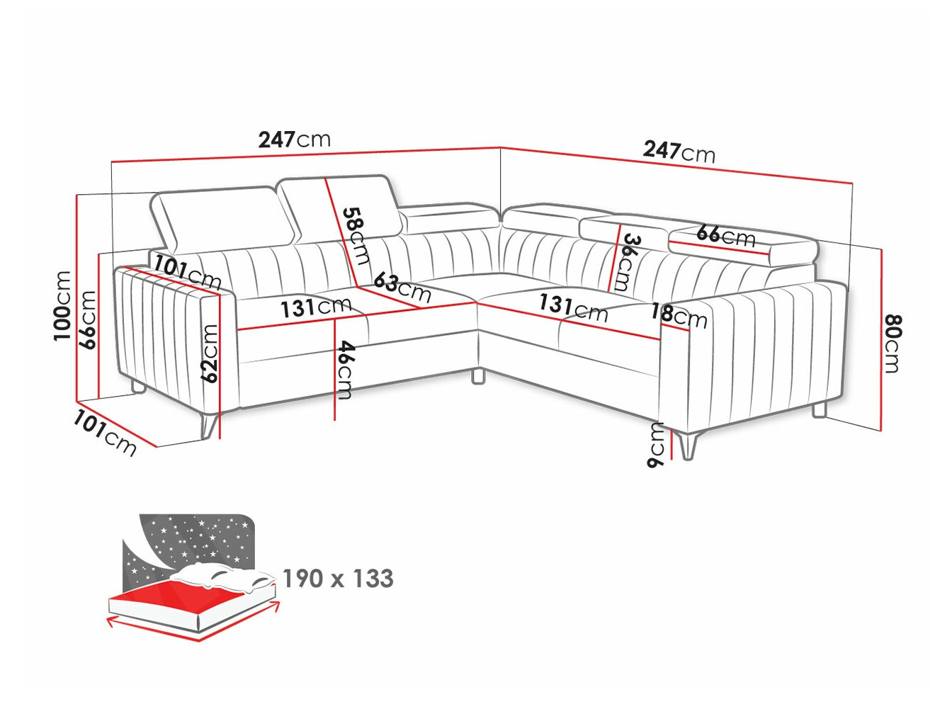 Hoekbank Columbus 201 (Velluto 3)