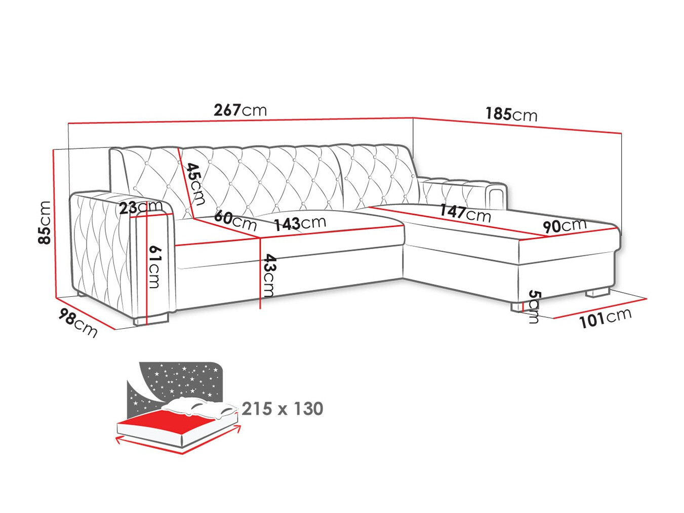 Hoekbank Columbus 203 (Kronos 09)