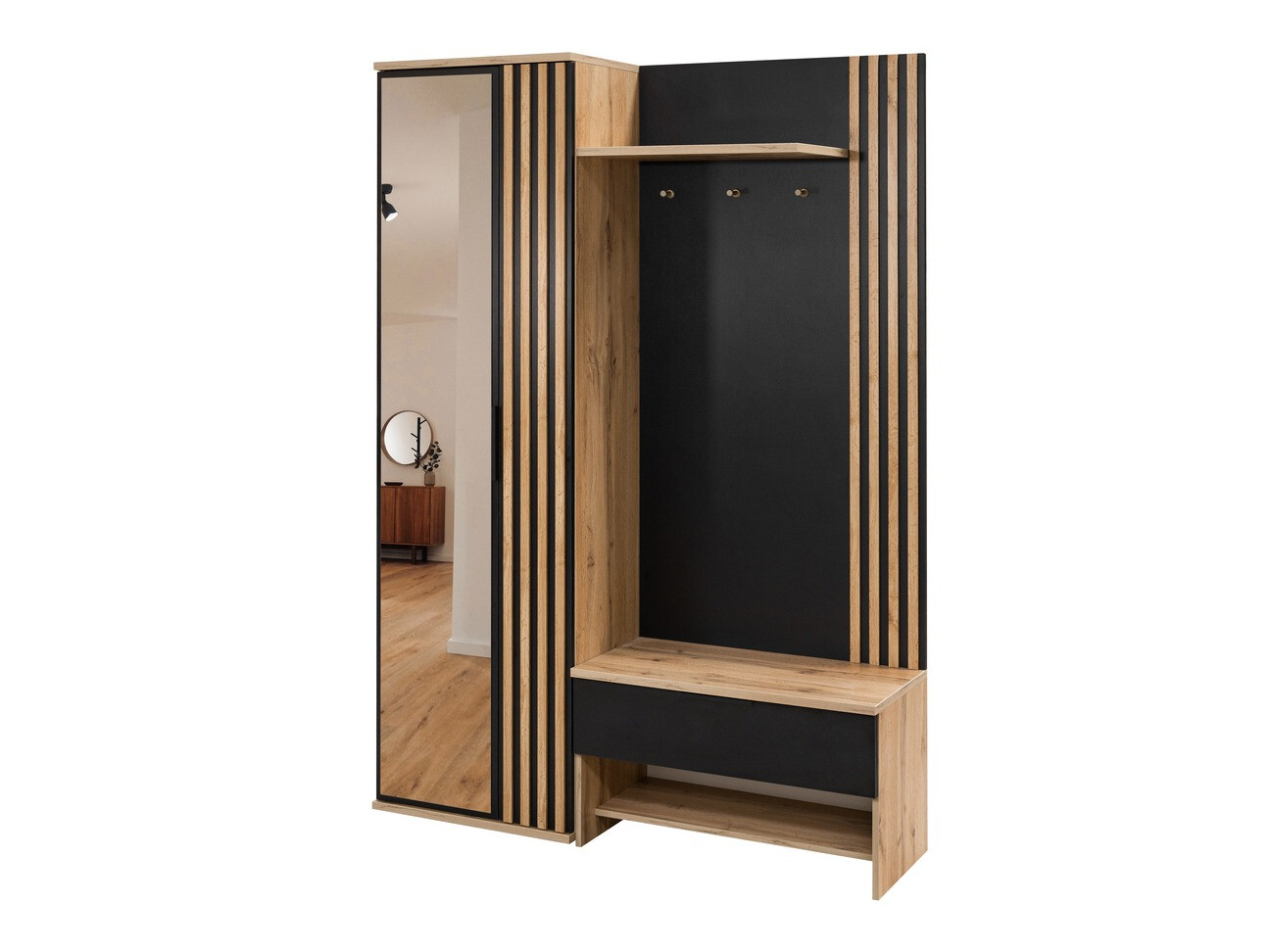 Gangmeubelset Honolulu 161 (Zwart + Wotan eik)