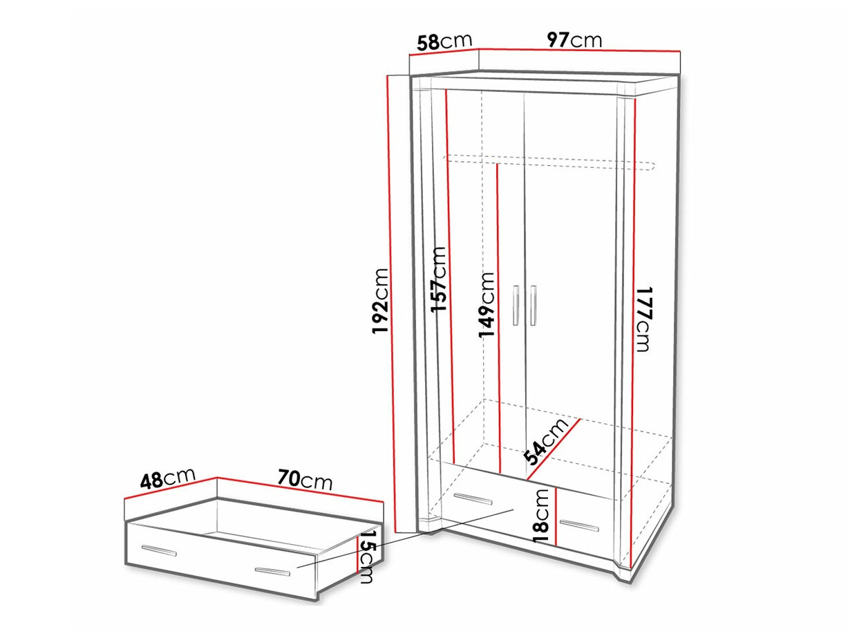 Kledingkast Lorelie 118 (Truffel eiken)