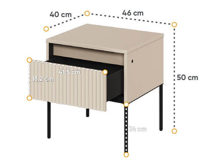 Nachtkastje Fernolu 111 (Beige + Zwart)
