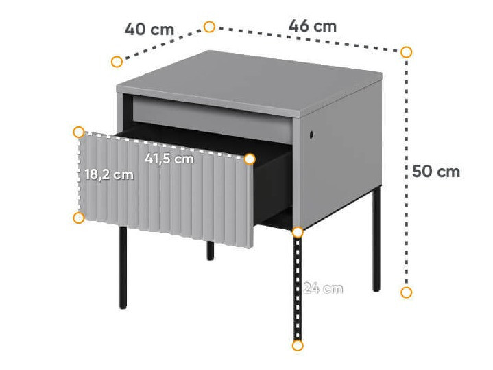 Nachtkastje Fernolu 111 (Grijs + Zwart)