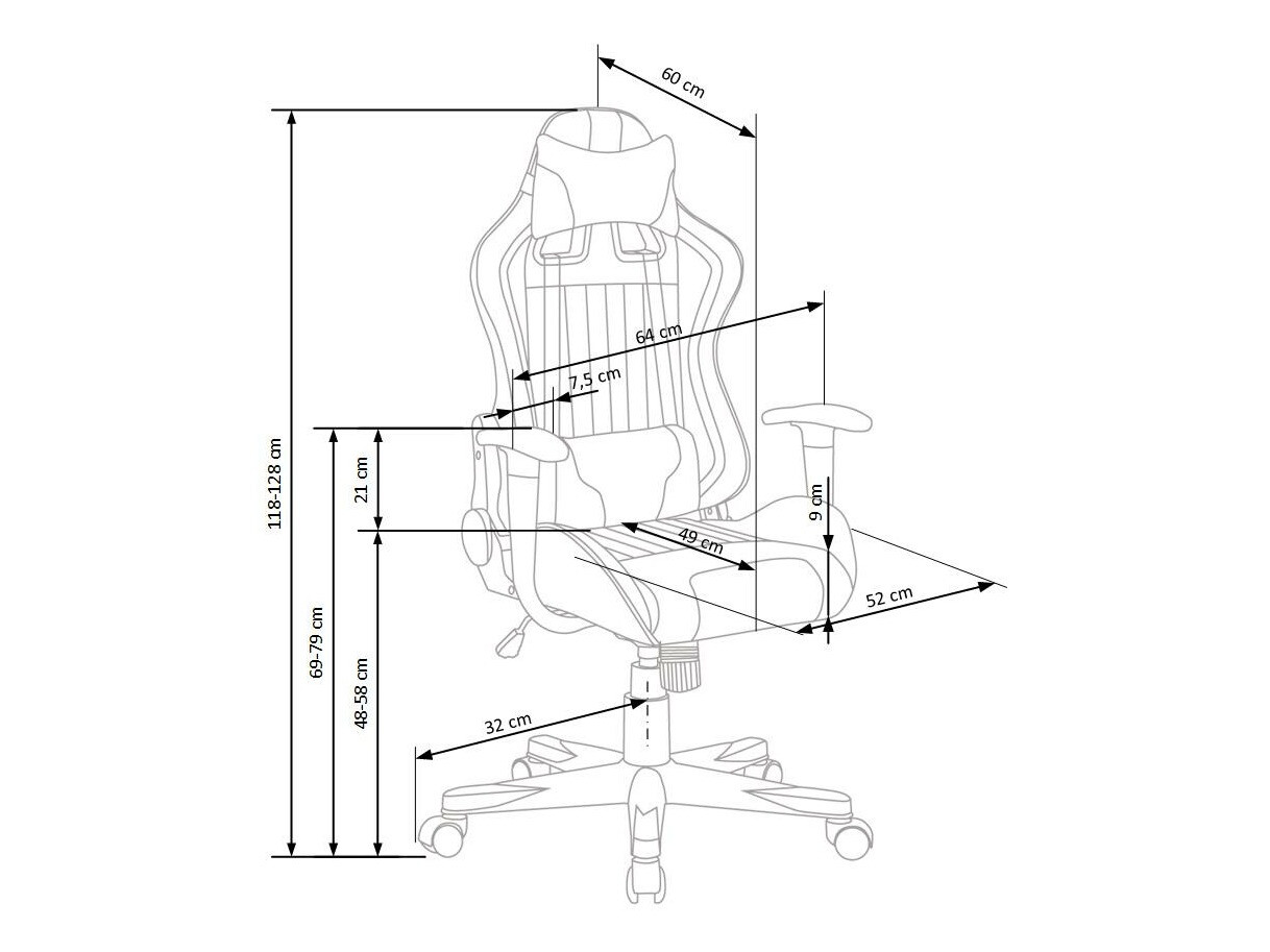 Gamingstoel Houston 1489 (Lichtgrijs + Turquoise)