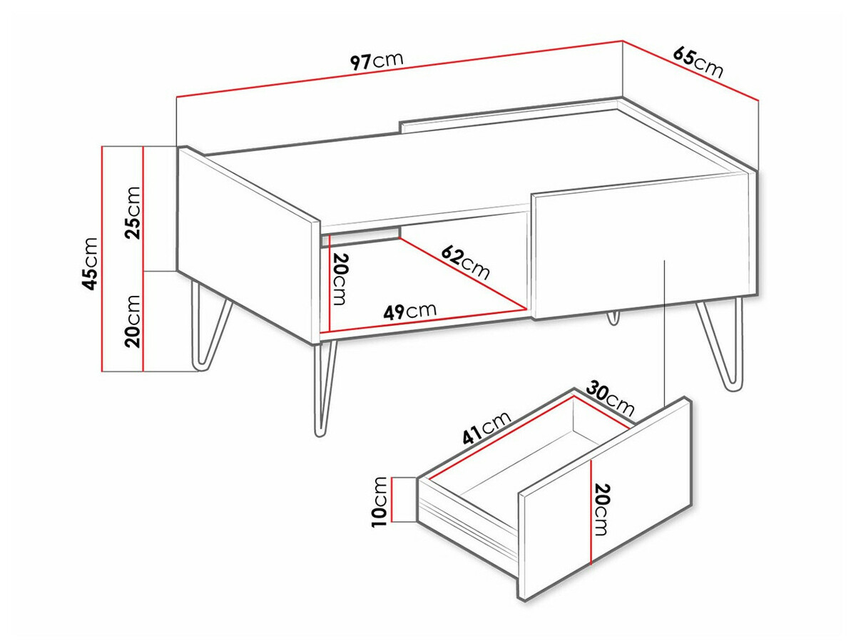 Salontafel Levdale 102 (Grafiet + Zwart marmer)