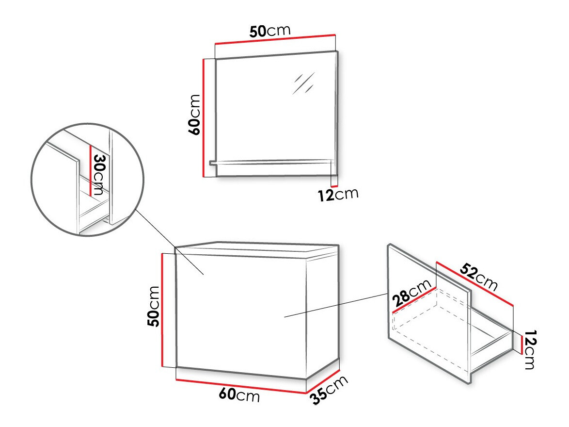 Badkamerset Comfivo Livciro 100 (Zwart + Grafiet)
