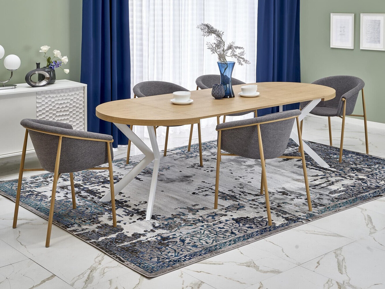Tafel Houston 1495 (Gouden eik + Wit)