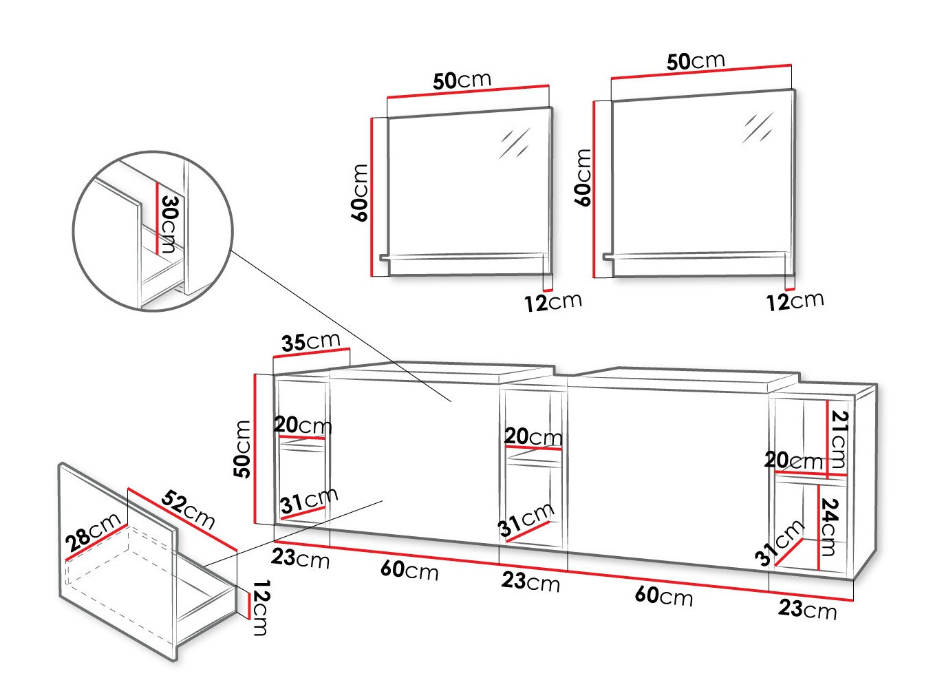 Badkamerset Comfivo Livciro 104 (Wit)