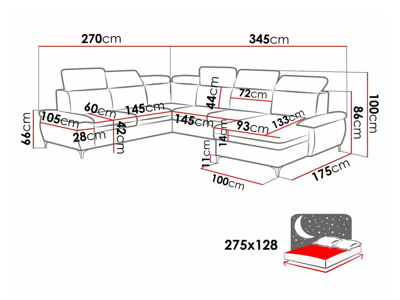Hoekbank Temple 120 (Rechts)