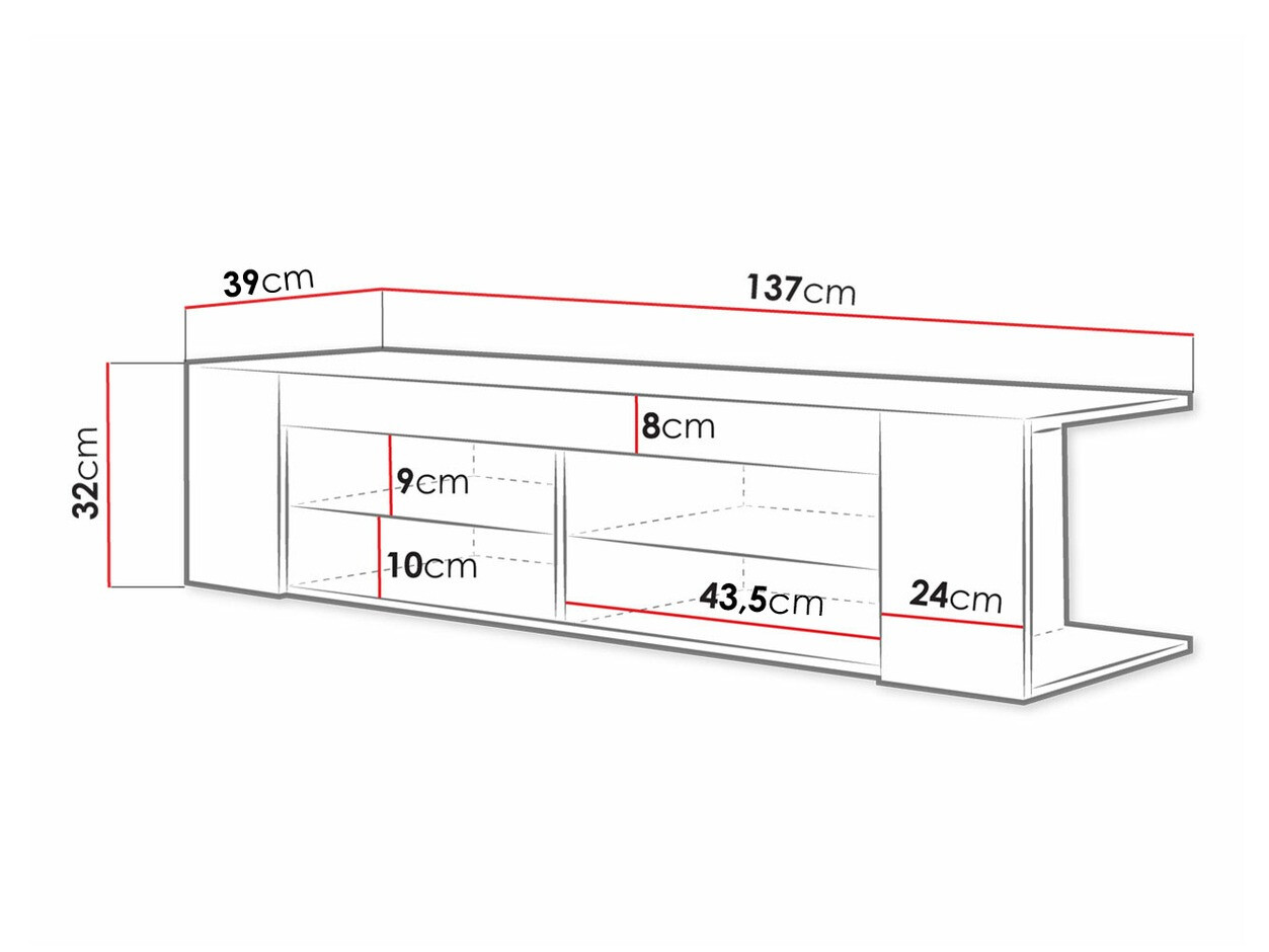 TV-meubel Nashville 113 (Wit + Glanzend wit)