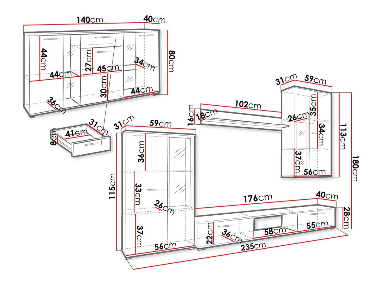 Woonkamerset Tucson 169 (Wit)