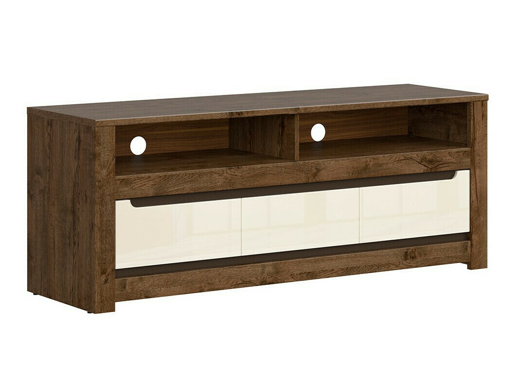 TV-meubel Ophevaru 108 (Glanzend crème + April eiken)