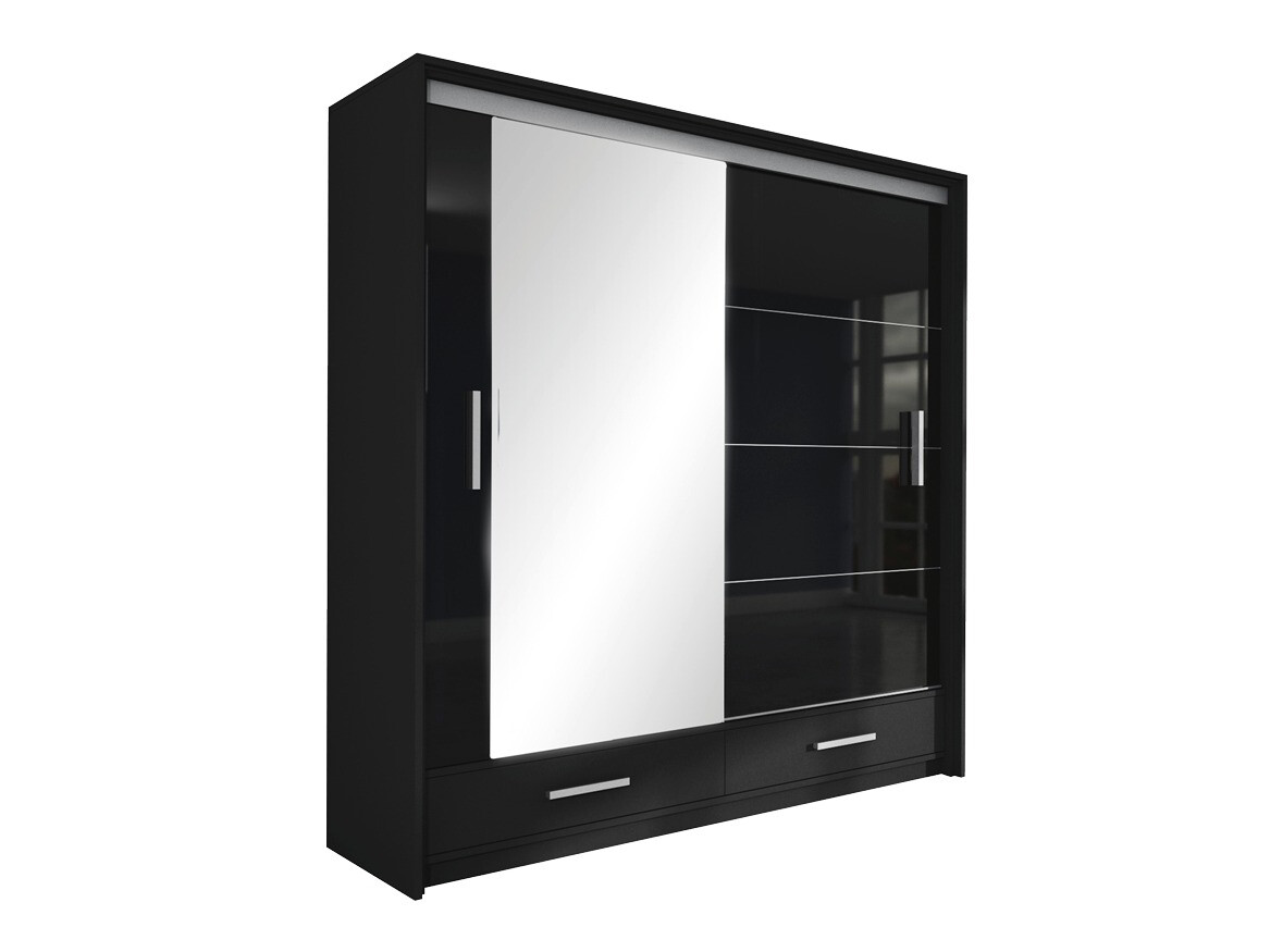 Kledingkast Honolulu 162 (Glanzend zwart + Zwart)