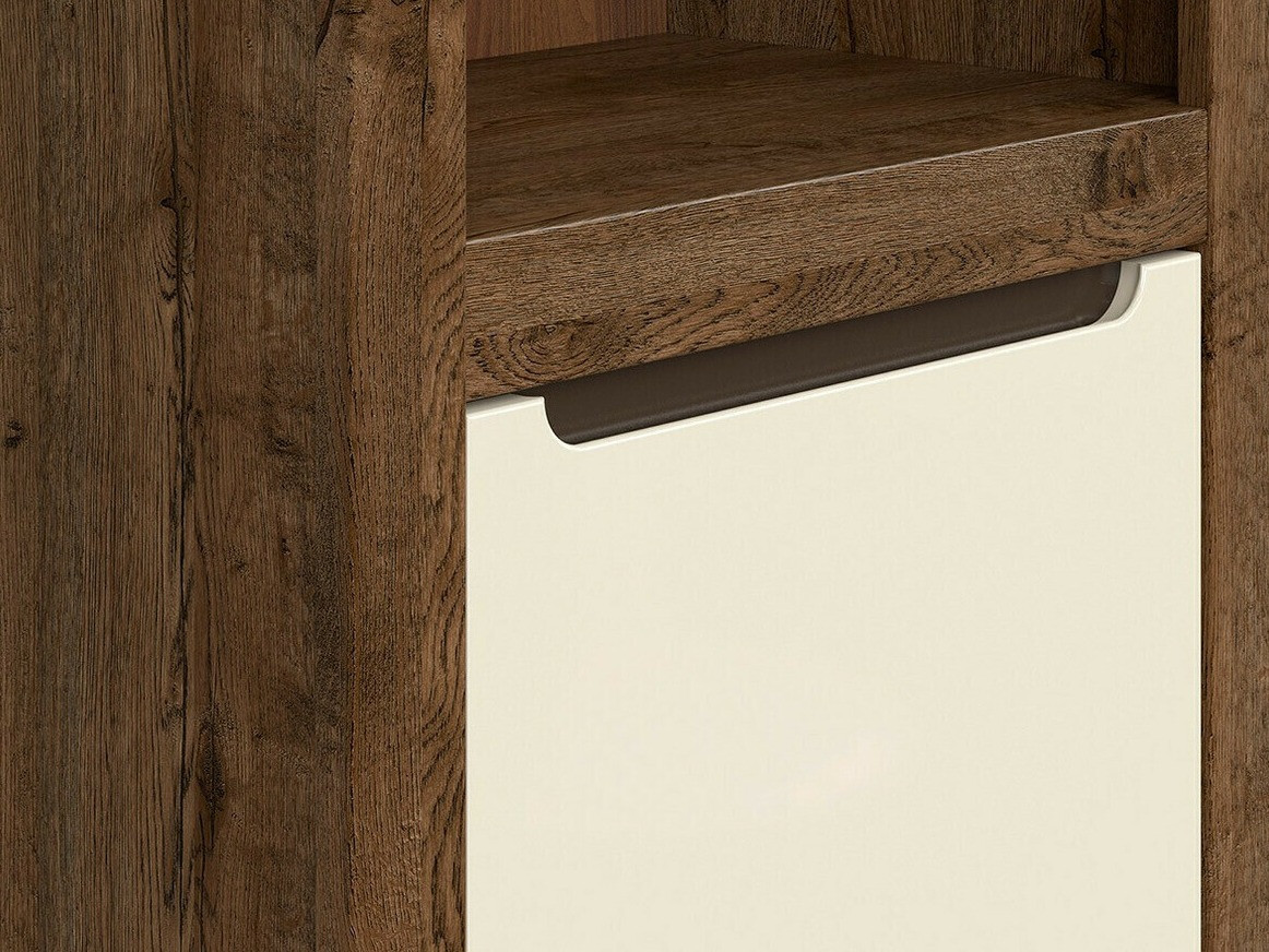 Kledingkast Ophevaru 109 (Glanzend crème + April eiken)