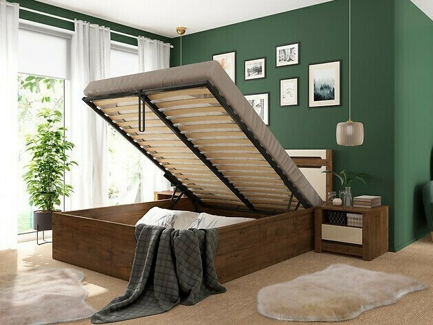 Bed Ophevaru 116 (Glanzend crème + April eiken)