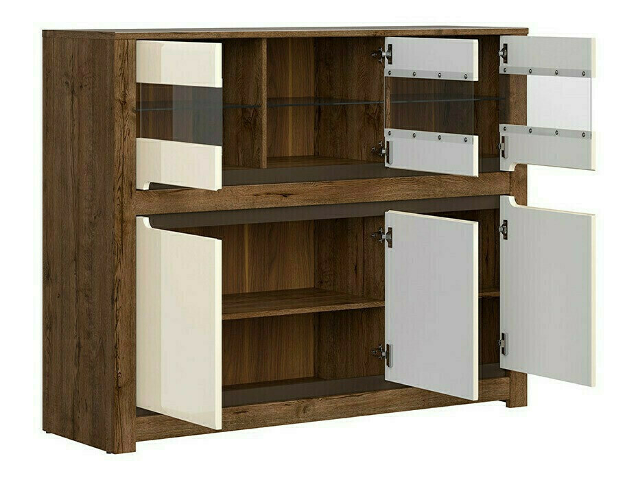 Dressoir Ophevaru 102 (Glanzend crème + April eiken)