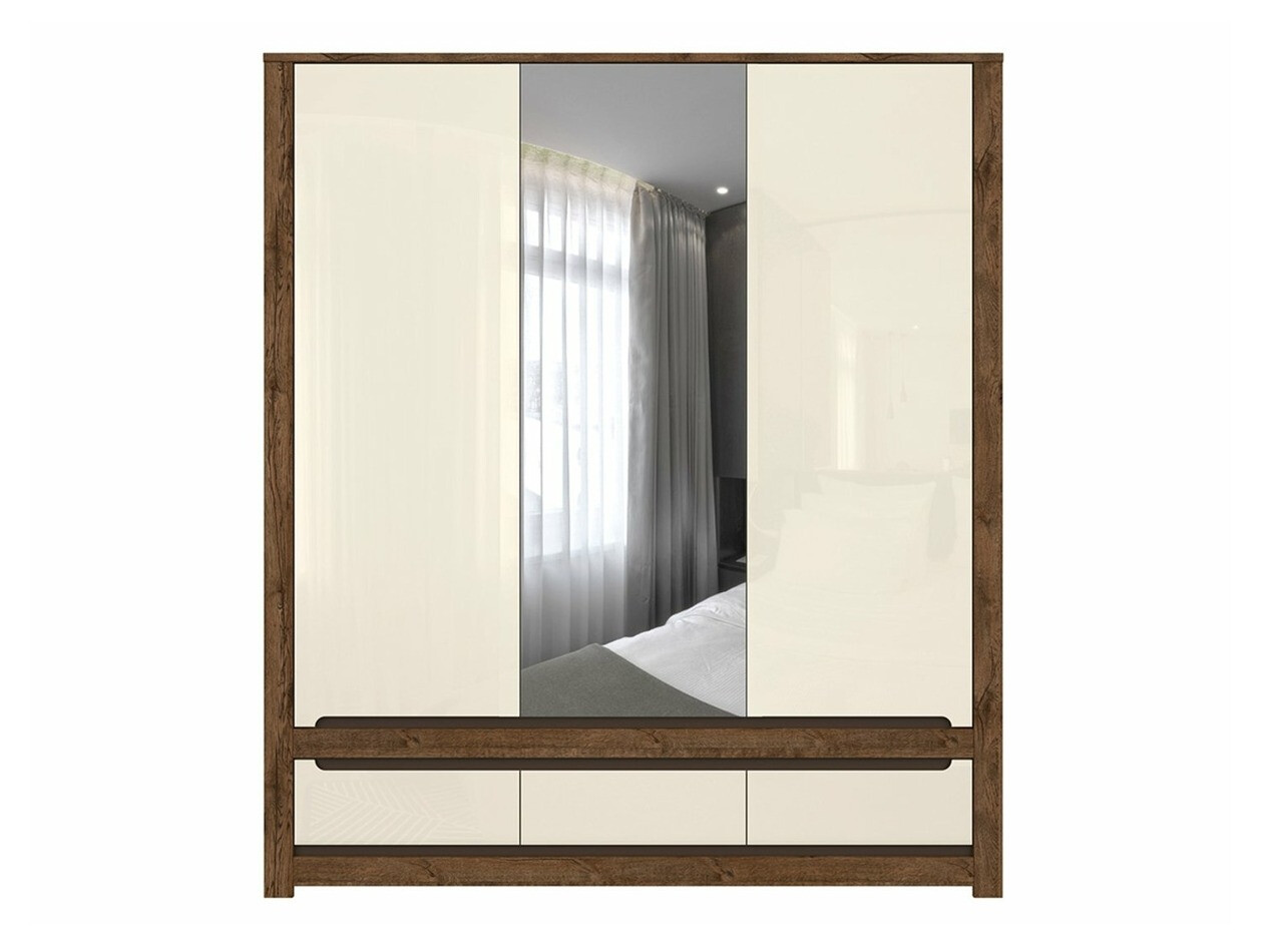 Kledingkast Ophevaru 114 (Glanzend crème + April eiken)