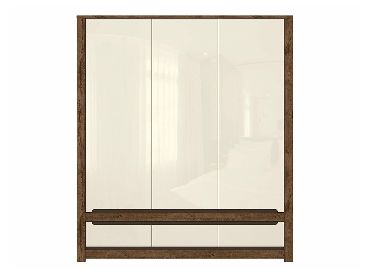 Kledingkast Ophevaru 119 (Glanzend crème + April eiken)