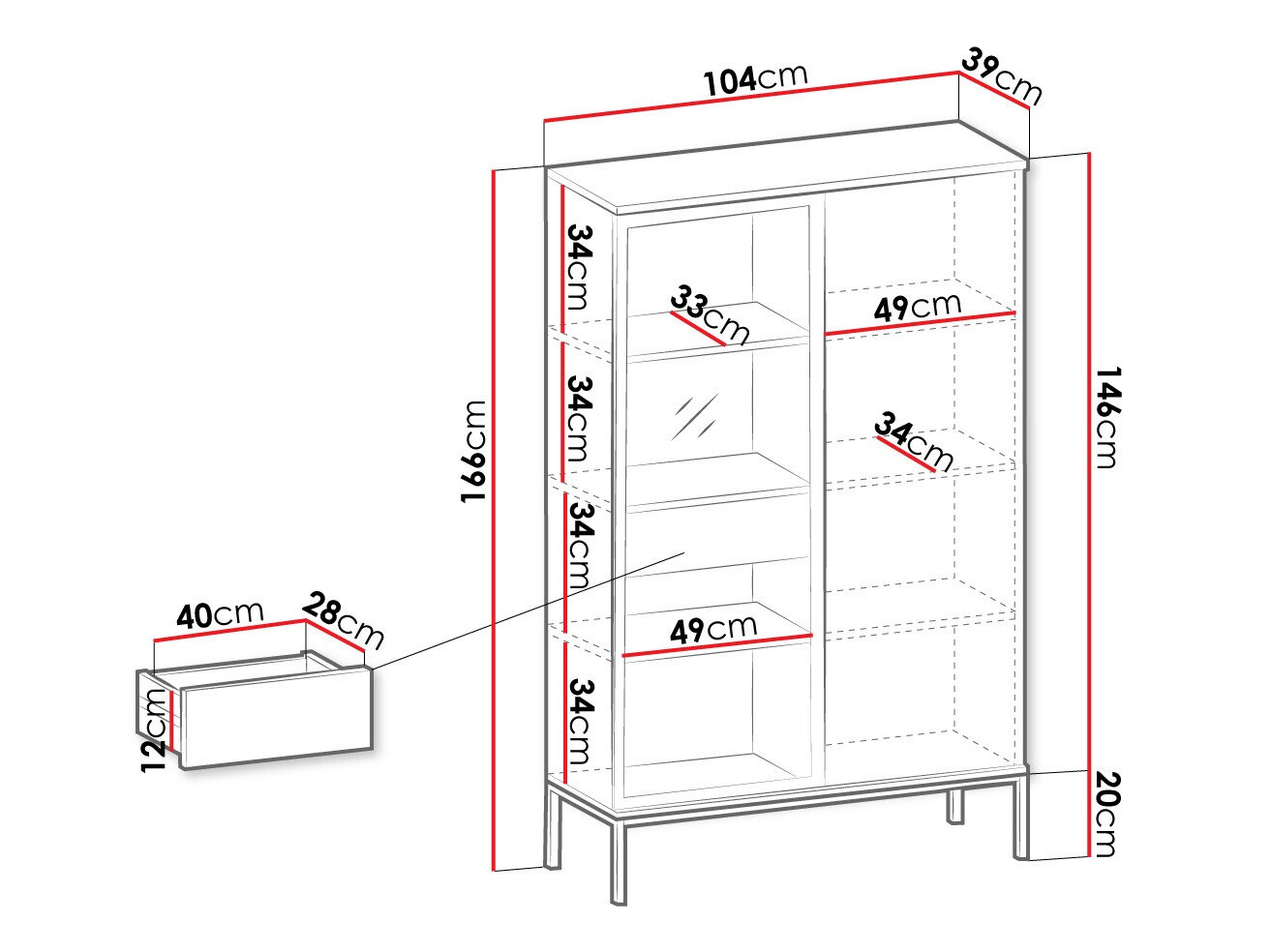 Boekenkast Soferi 112 (Zwart + Wotan eik)