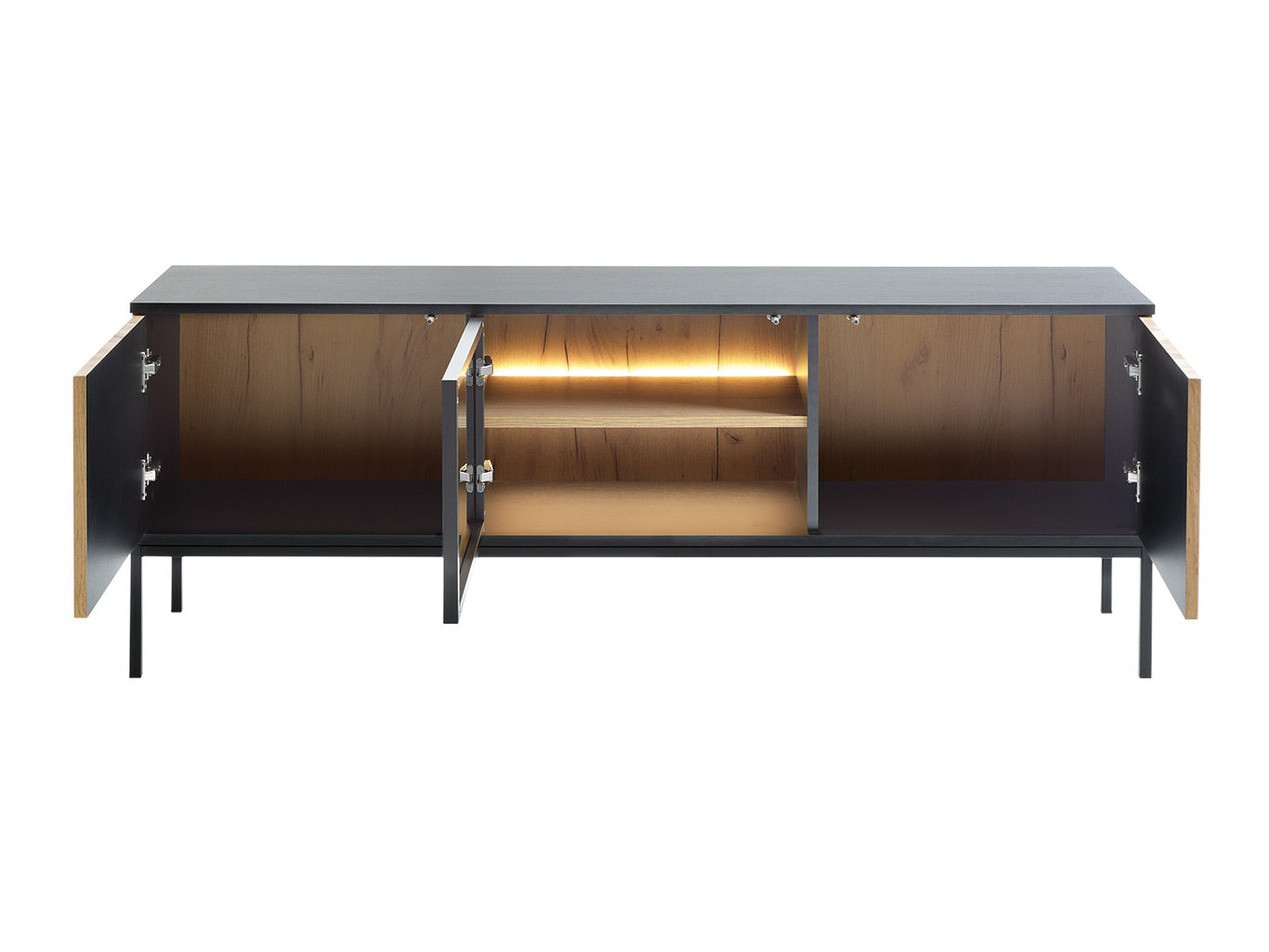 TV-meubel Soferi 111 (Zwart + Wotan eik)