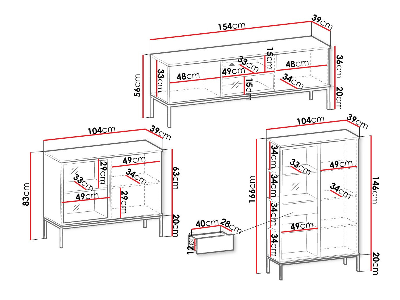 Woonkamerset Soferi 113 (Zwart + Wotan eik)