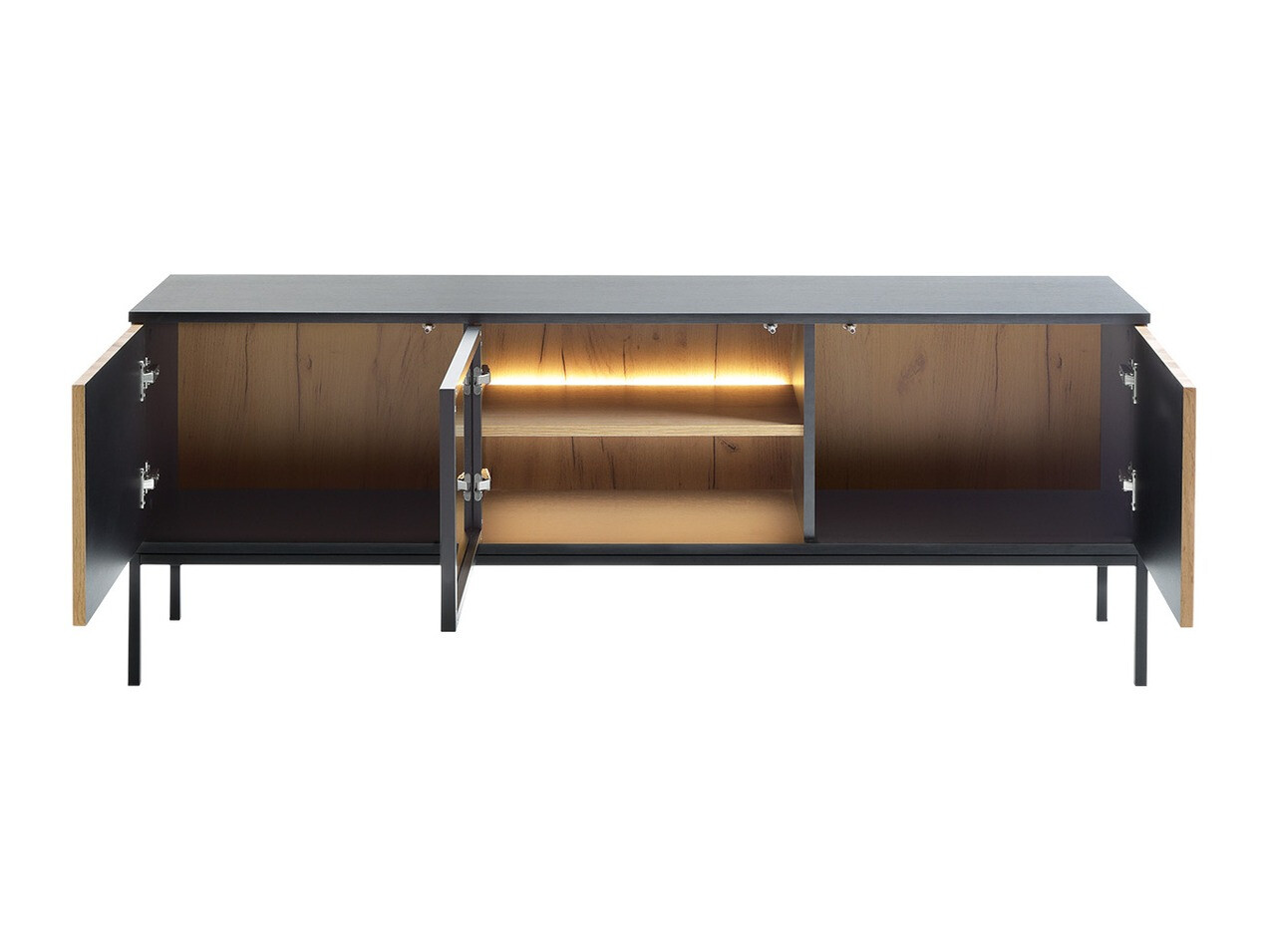 Woonkamerset Soferi 113 (Zwart + Wotan eik)