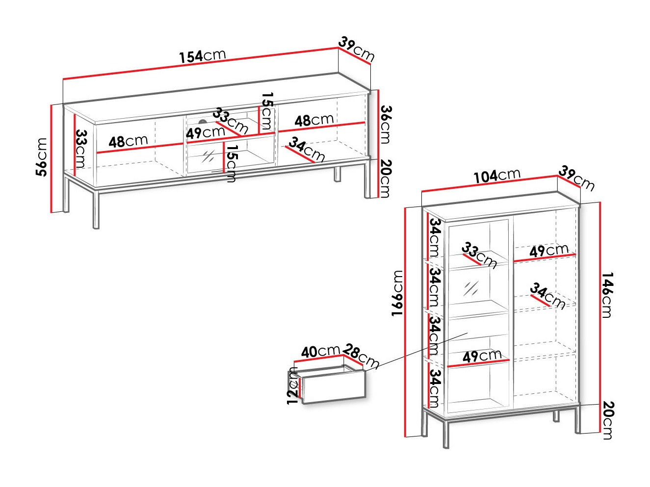 Woonkamerset Soferi 114 (Zwart + Wotan eik)