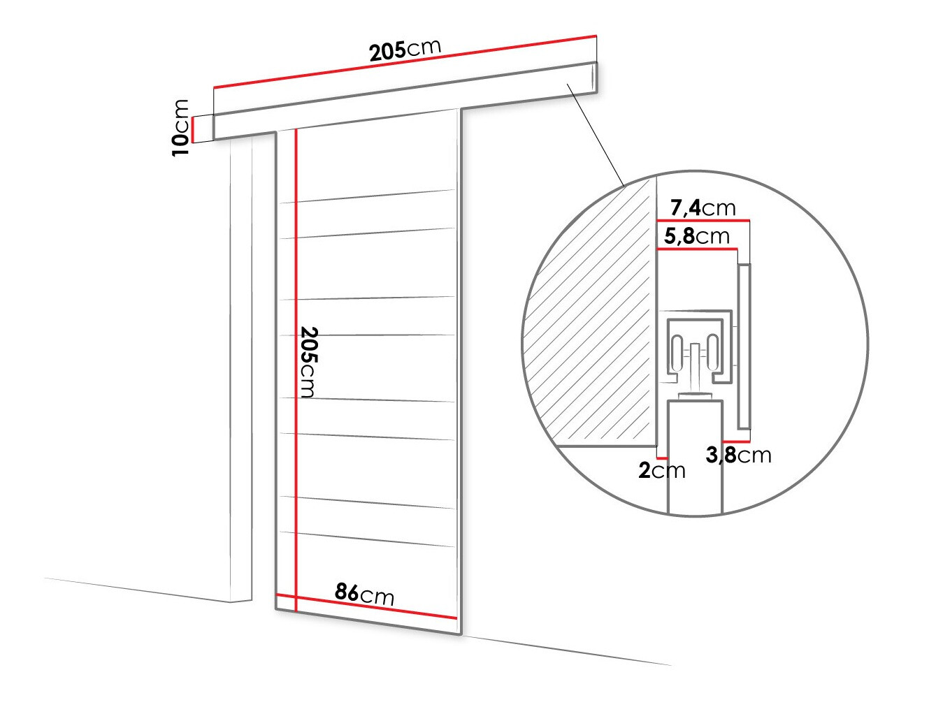 Schuifdeur Closico 173 (Wit + Zwart)