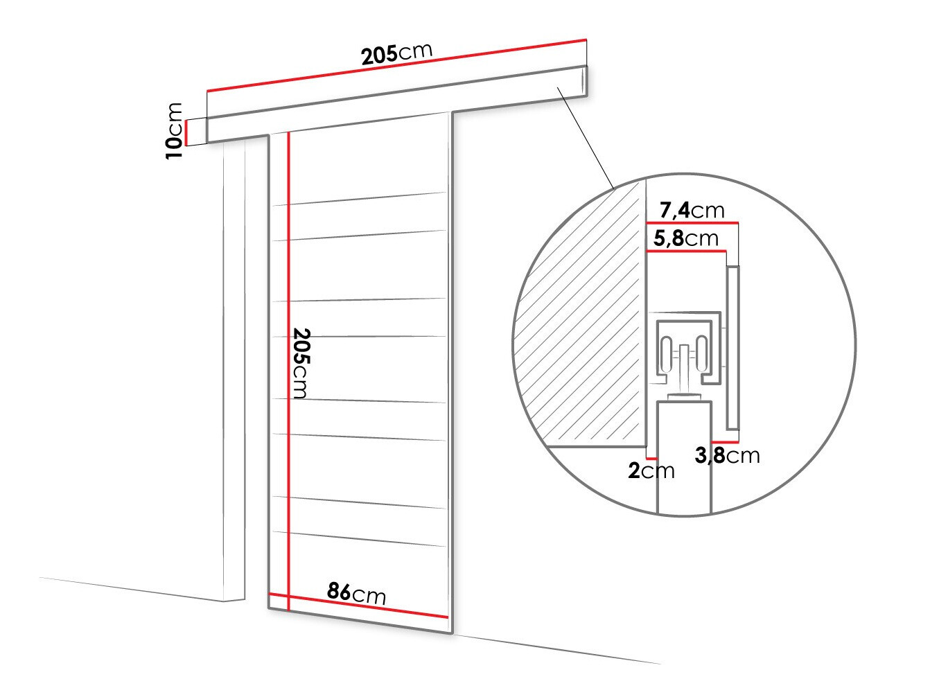 Schuifdeur Closico Materia V (Zwart + Wit)