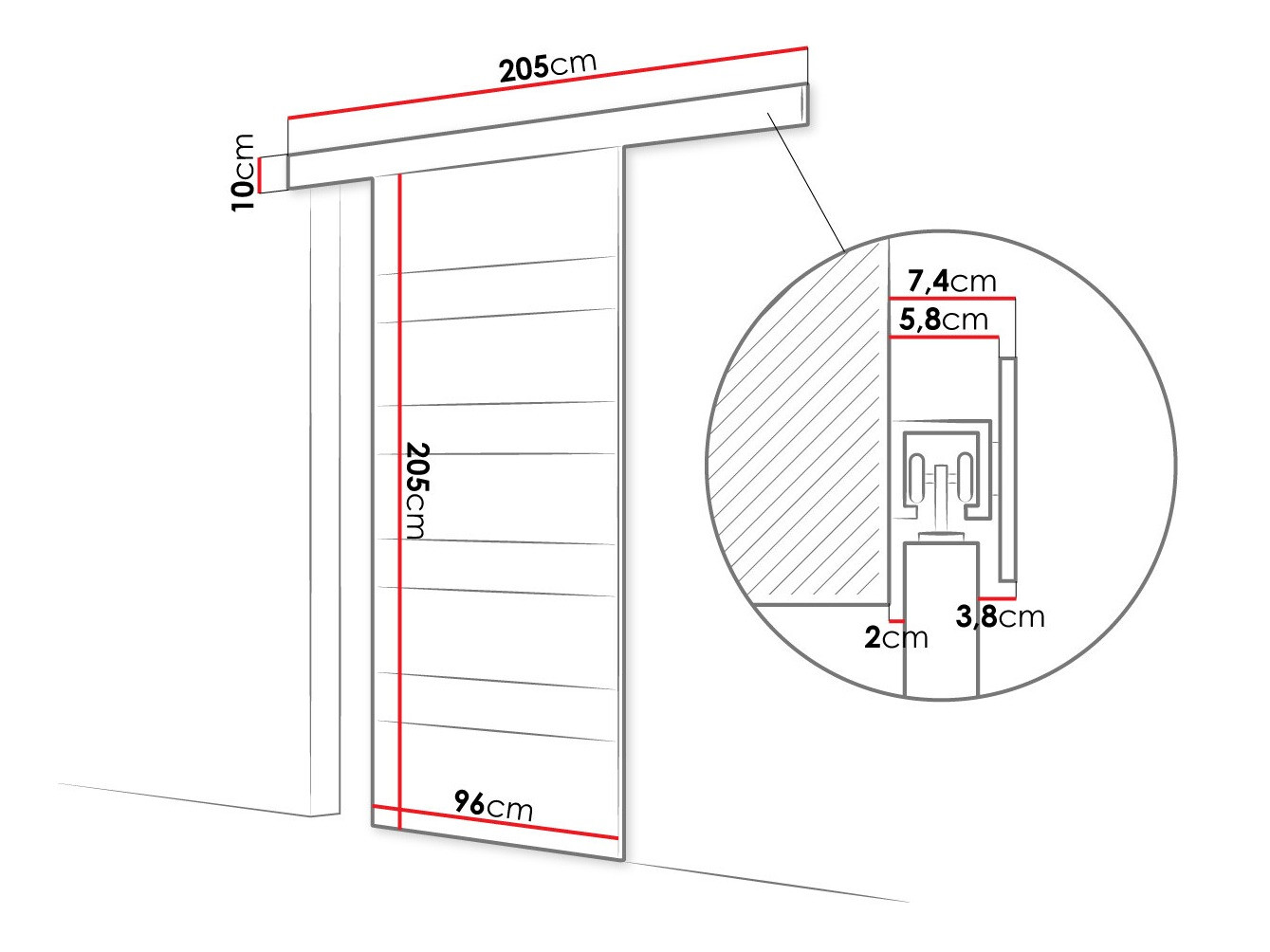 Schuifdeur Closico Portalis V (Wit + Zwart)
