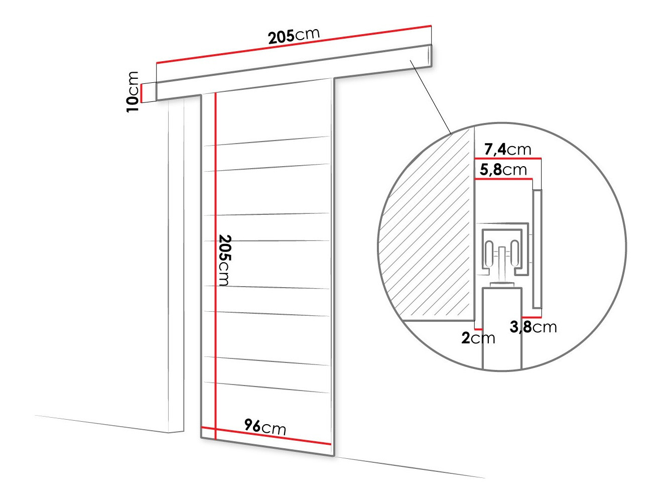 Schuifdeur Closico Portalis V (Zwart + Wit)
