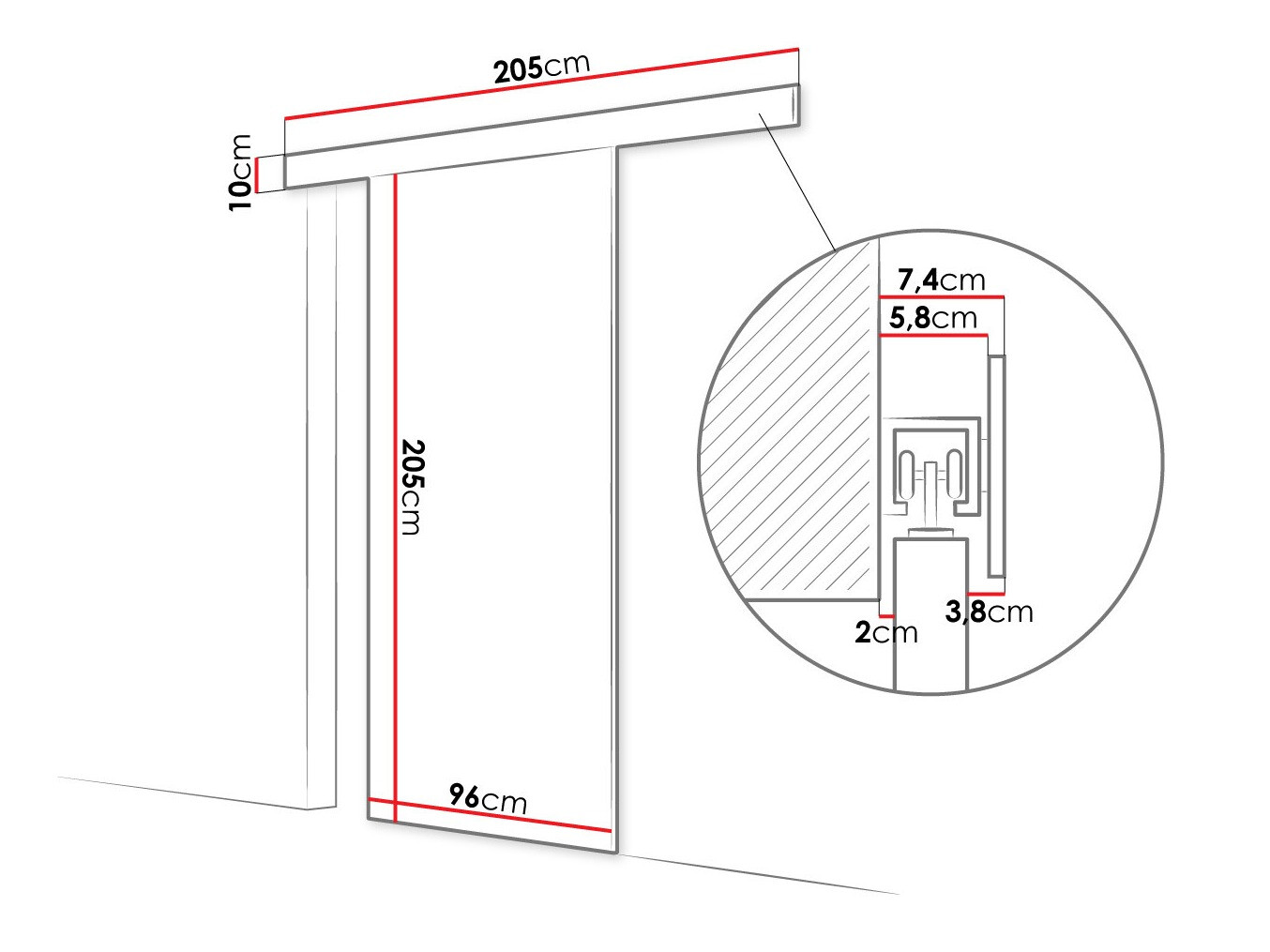 Schuifdeur Closico Portalis II (Zwart)