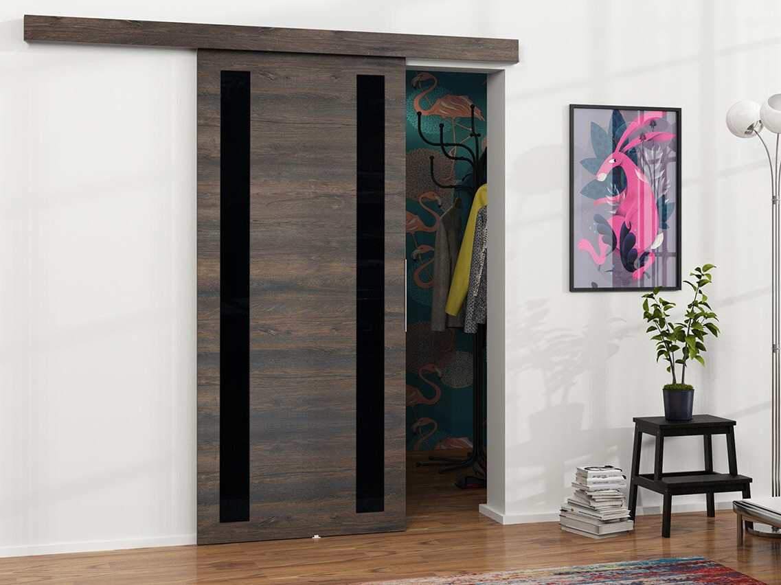 Schuifdeur Dover 120 (Donker essen + Zwart)