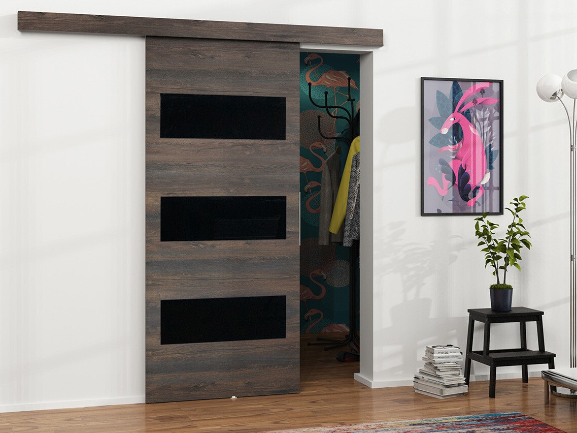 Schuifdeur Dover 137 (Donker essen + Zwart)